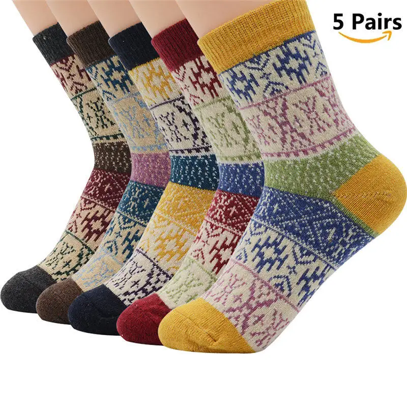 AZUE/мужские и женские винтажные носки с рождественскими оленями, 5 пар, разноцветные забавные зимние носки с рисунками животных, теплые носки - Цвет: Хаки