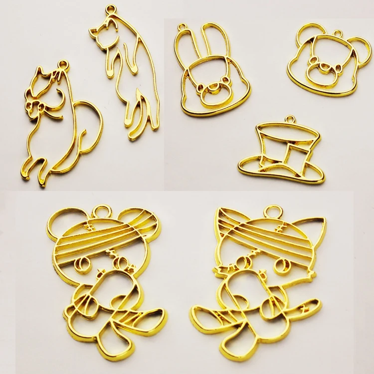 5 шт./лот подвеска в виде кошки медведя шляпы из цинкового сплава оправа кабошона