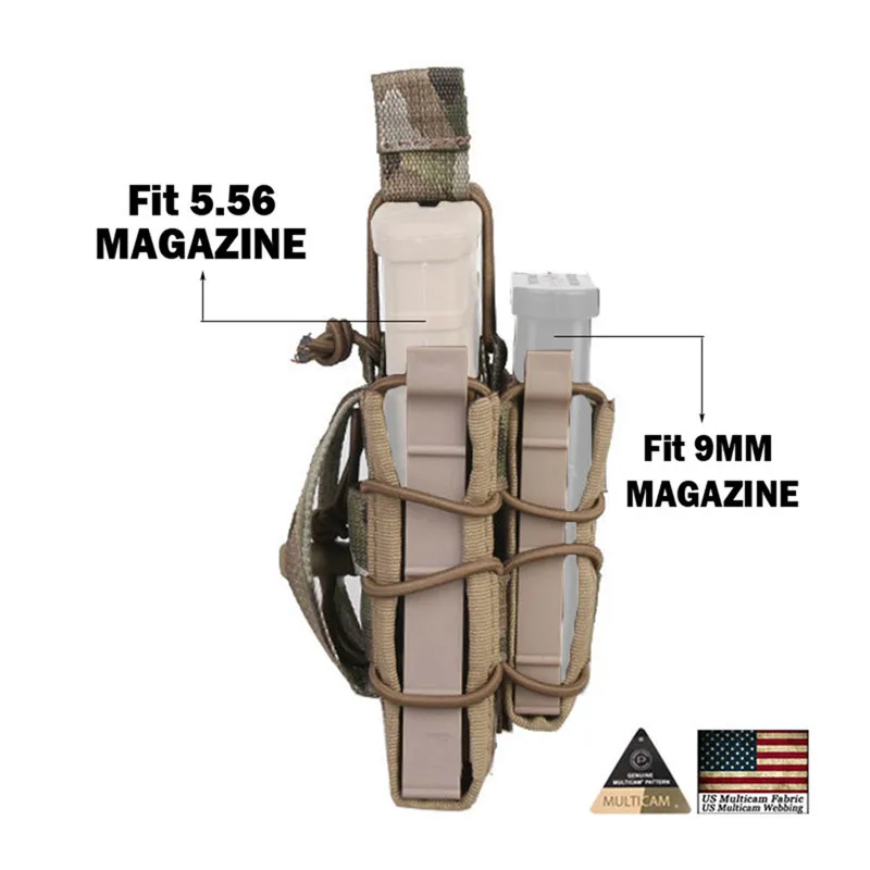 Тактический 5 56 двойной мешочек для винтовки M4 / M14 AK /G3 пистолет M92 /1911/HK45 Мультикам