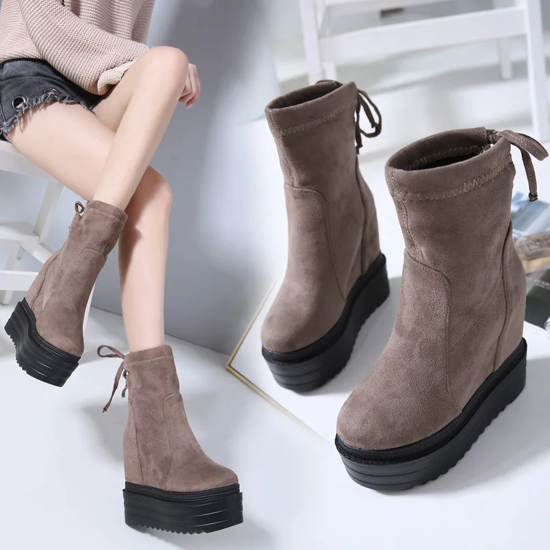 Новинка 2018 года сезон осень зима Полусапоги увеличивающие рост женские