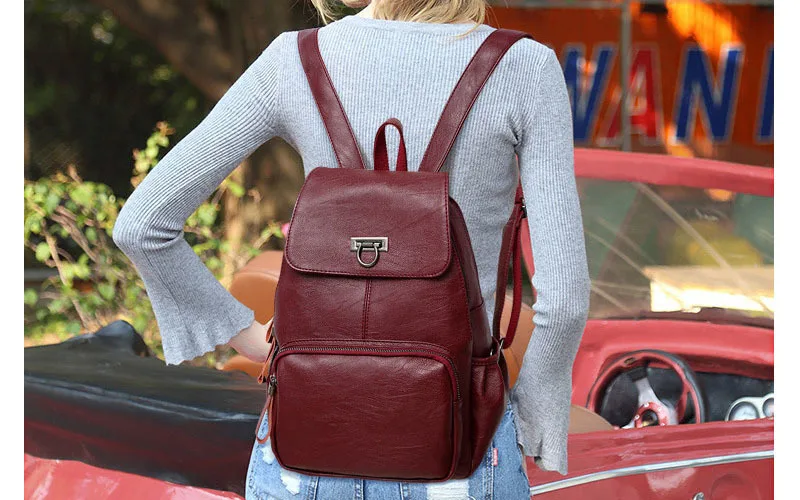 Модный женский рюкзак из натуральной кожи на молнии и сумки через плечо Mochila, школьные сумки для подростков, большой черный рюкзак для ноутбука