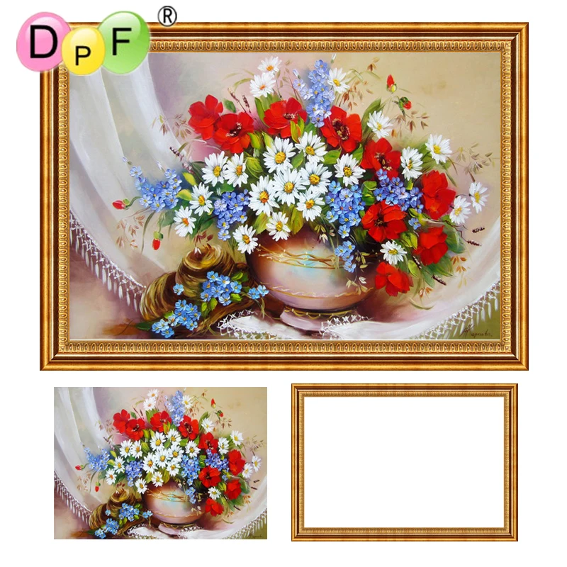 DPF 5D алмазная вышивка пейзаж цветы с рамкой живопись крестом полная круглая