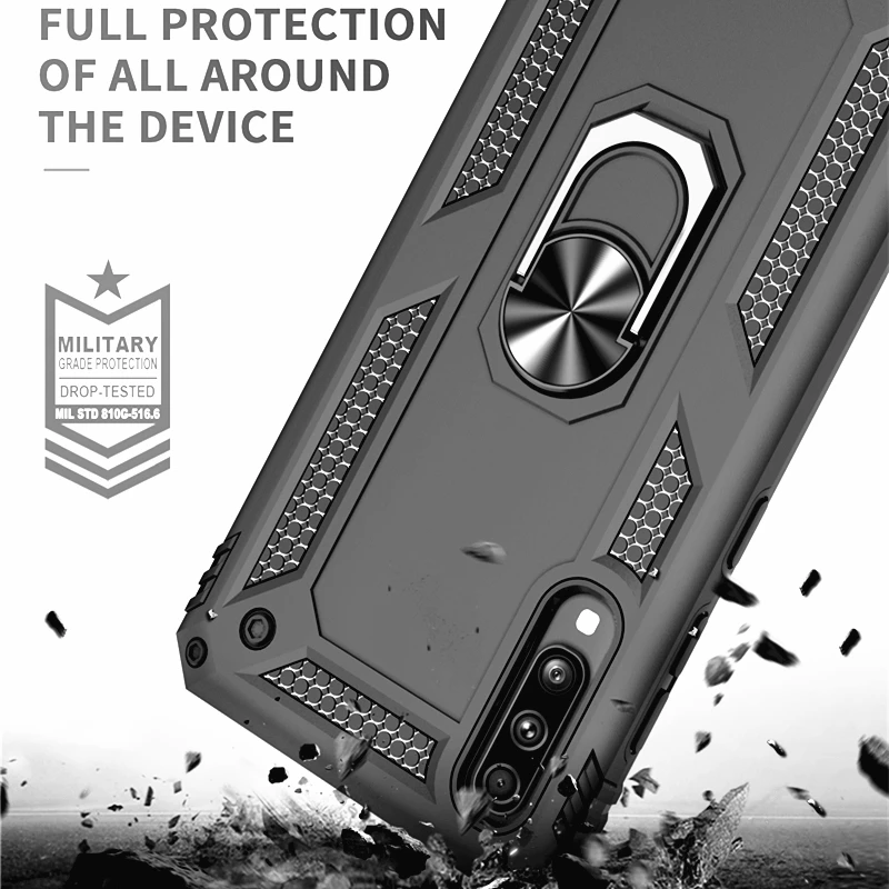 Гибридный Силиконовый Пластик 2 In1 бронированный чехол для samsung Galaxy A70 A60 A50 A40 A30 A20 A10 A80 A90 A10S A20S Чехол-держатель с кольцом