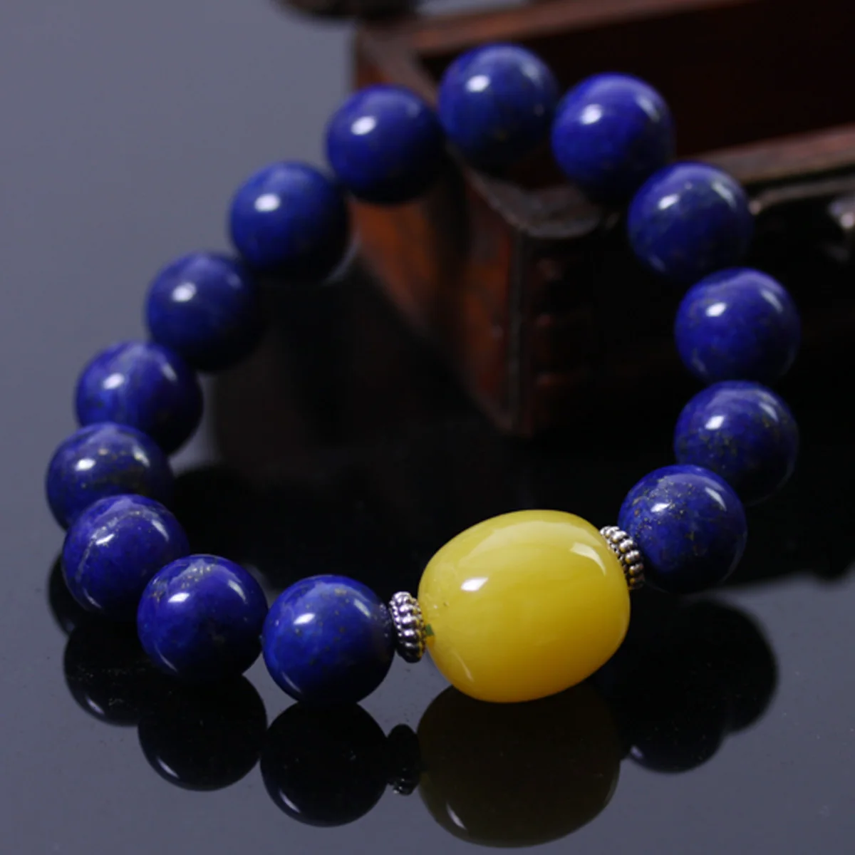 

Natural lapis lazuli bracelet beads bracelets chicken fat beeswax beads