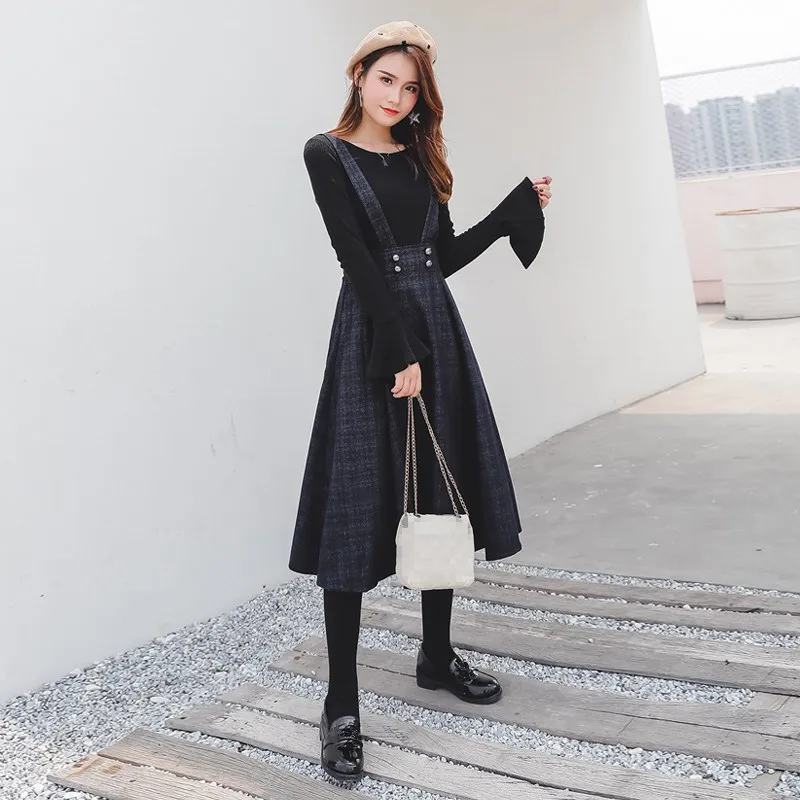 Новинка 2020 женские комплекты из двух предметов в клетку свитер с расклешенным