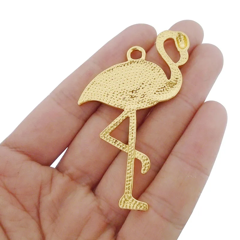 ZXZ 2pcs Gold Tone Zamak Large Red-crowned Crane Bird Enamel Charms Pendants for Necklace Jewelry Making Findings 63x40mm | Украшения и