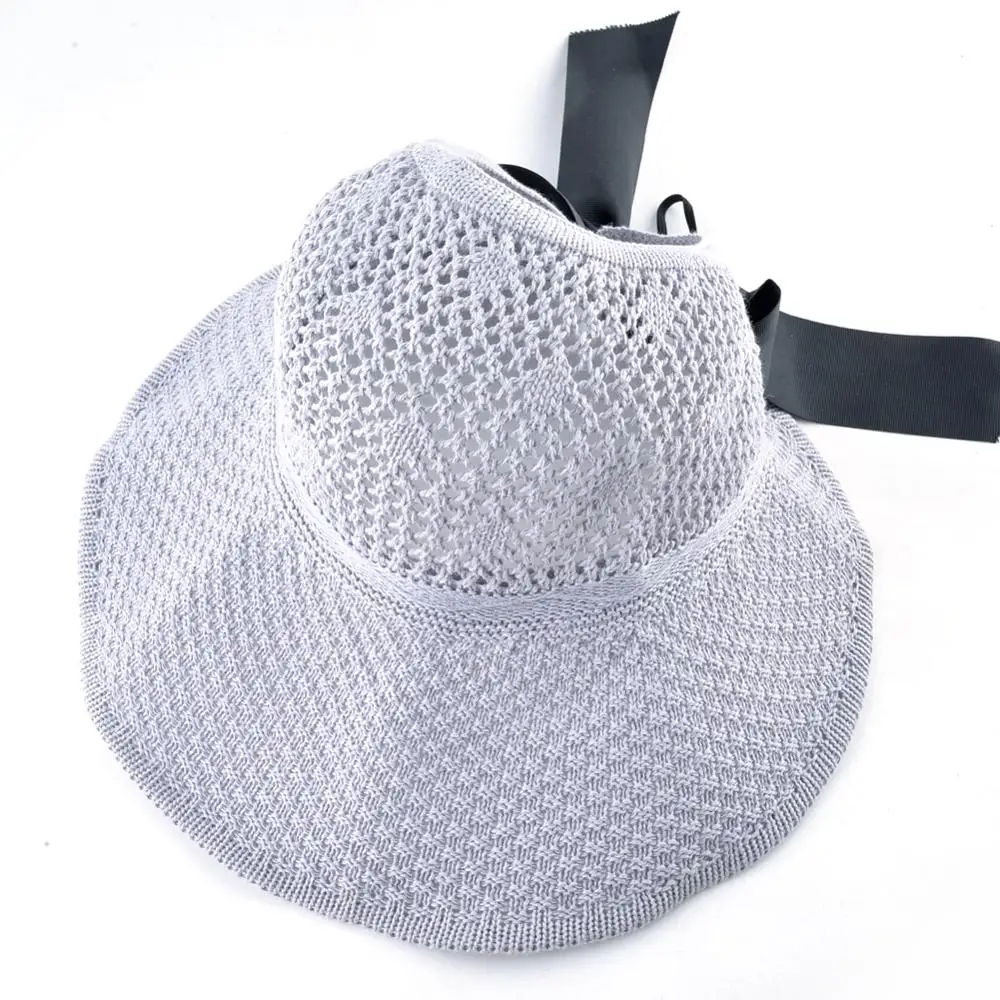 Шляпа от солнца для женщин Лето Элегантный Бант узел широкий пляжный навес