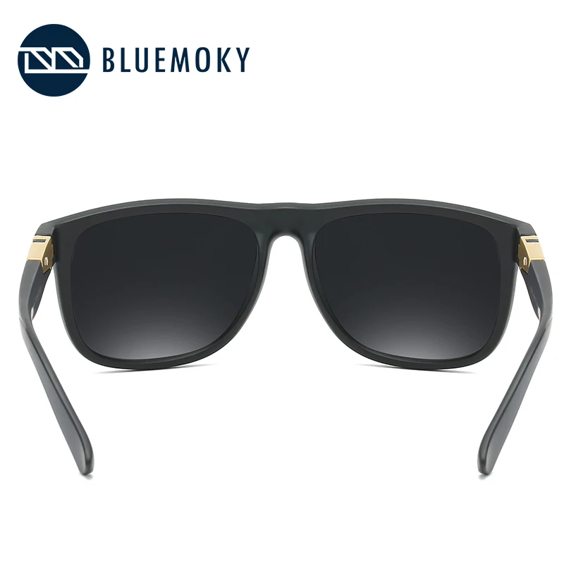 BLUEMOKY, квадратные черные солнцезащитные очки для мужчин, UV400, поляризационные, брендовые, дизайнерские, солнцезащитные очки для мужчин, для вождения, Полароид, оттенки для мужчин