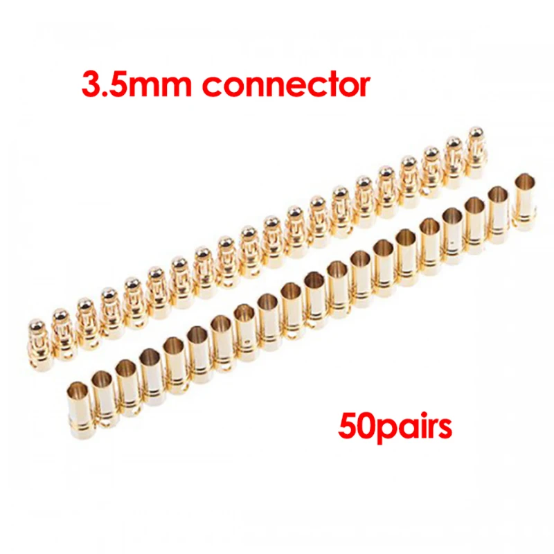 50 парт/лот 3 5 мм Золотая пуля банановый разъем штекер гнездо для мотора ESC Lipo RC