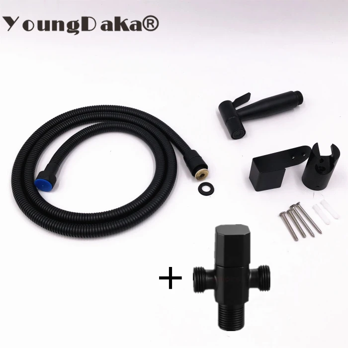 Bidet sprayer set C Ручной Биде опрыскиватель черный Душ Туалет Shattaf Опрыскиватель для биде опрыскиватель-кран насадка для душа комплект Jet аксессуары для ванной комнаты - Цвет: Bidet sprayer set C