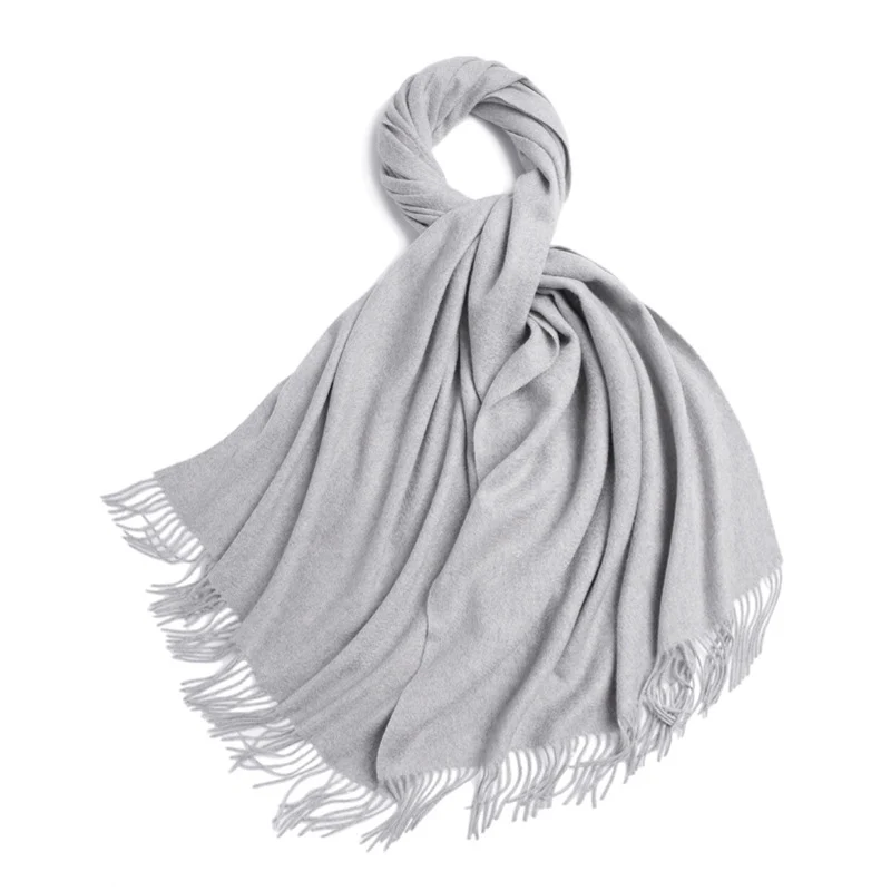 Light Grey Кашемировый шарф для женщин длинный женский зимний теплый шарф чистый кашемировый шарф теплая накидка s шаль большой шарф - Цвет: Light Grey