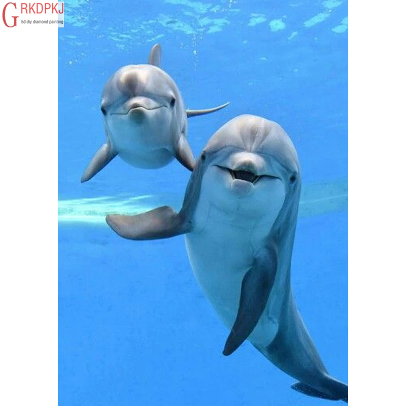 Алмазная вышивка Море Дельфин био полная Мозаика из стразов 3D горный хрусталь
