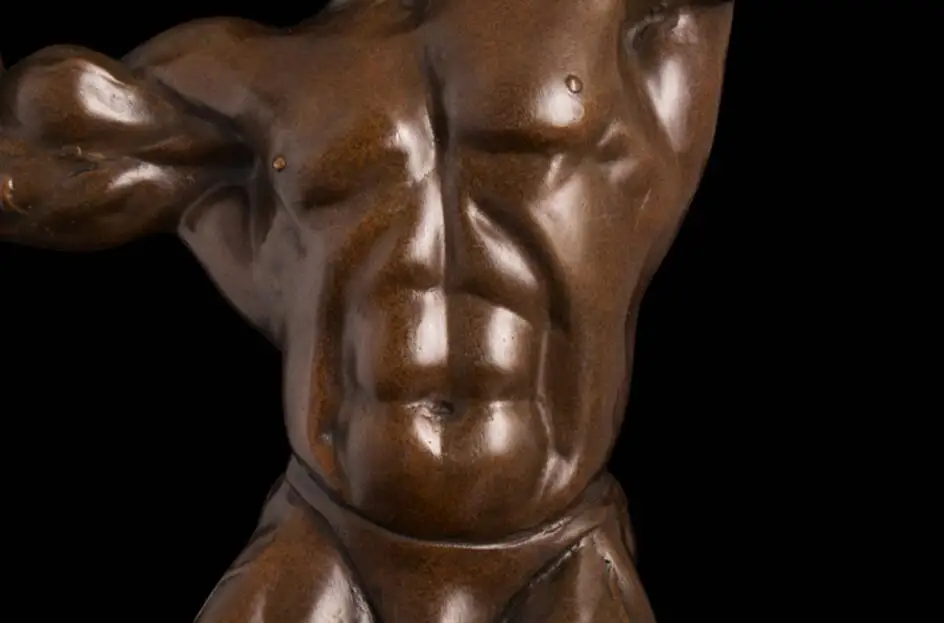 49 CM Western Art Deco Pure Bronze Statue Marble Strong Muscular Handsome Man Sculpture | Дом и сад
