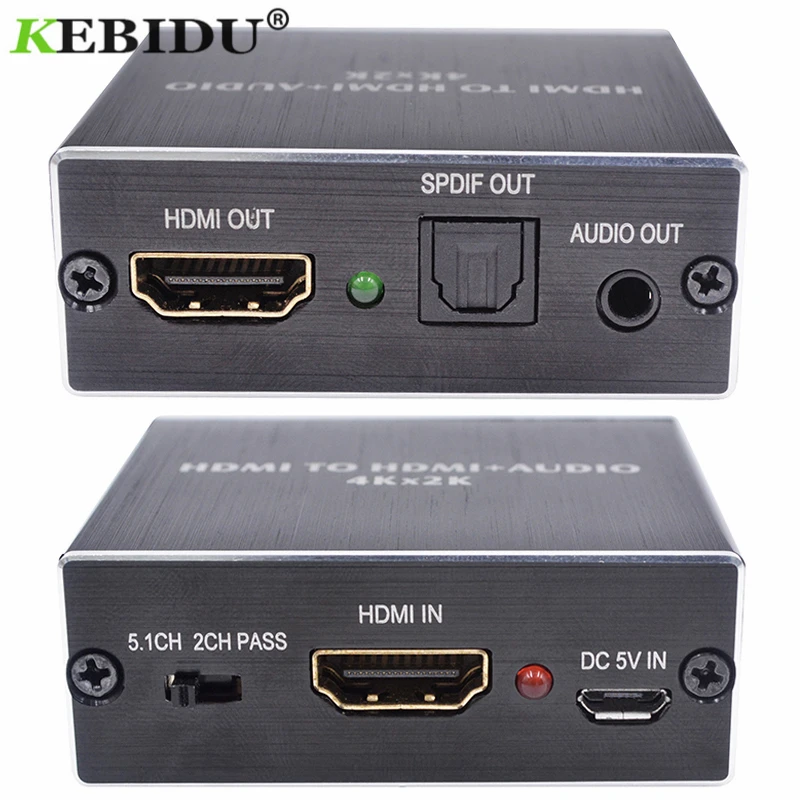 Kebidu HDMI-совместимый аудио экстрактор = оптический TOSLINK SPDIF + 3 5 мм стерео конвертер