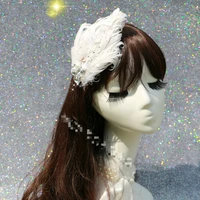 fashion crystal diamond pearl feather headdress new womens hairpin two colors
