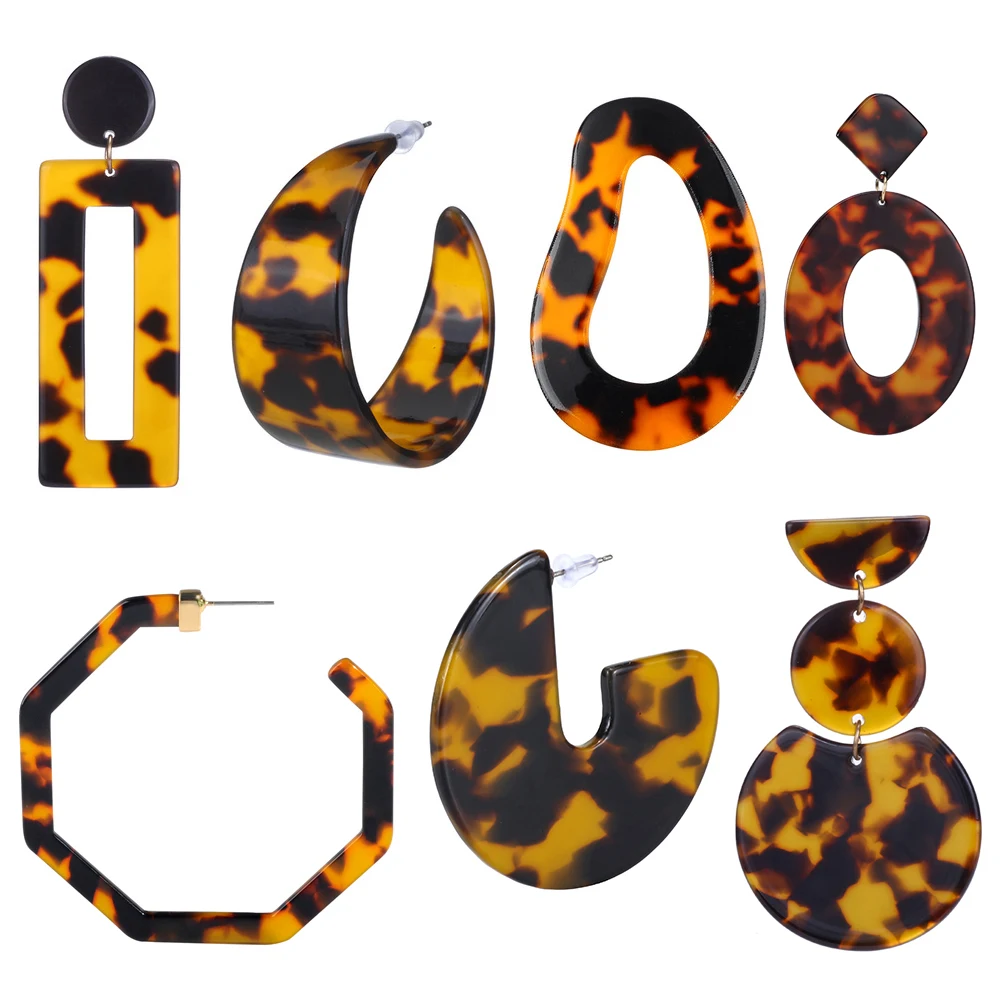 2019 Мода Леопардовый цвет акриловый смолы геометрический Multi Форма Длинные