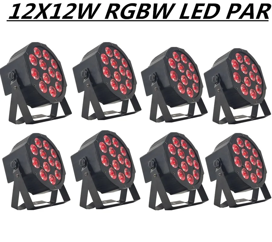 8 шт. в партии 12X12W светодиодный Par свет RGBW 4in1 плоский PAR dmx512 Диско lightsprofessional dj