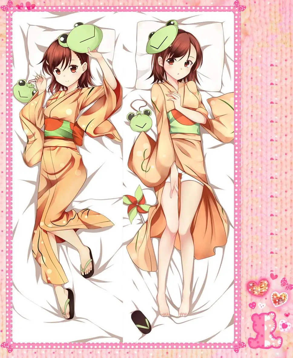 

Anime Cartoon Toaru Kagaku no Railgun Double Bolster Hugging Pillow Case Pillow Cover Pillowcase Peach Skin 2 Way No.62005