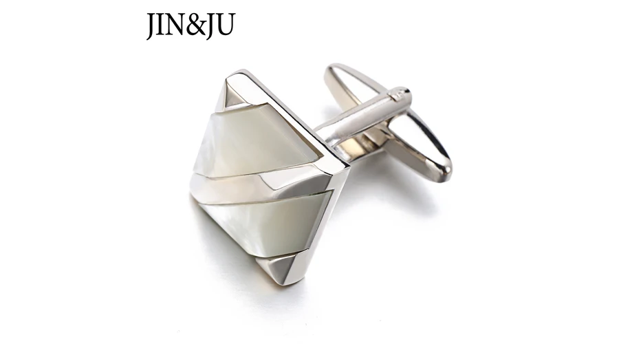 JIN& JU настоящий зажим для галстука перламутровый запонки квадратная оболочка для мужчин свадебное платье манжета для жениха