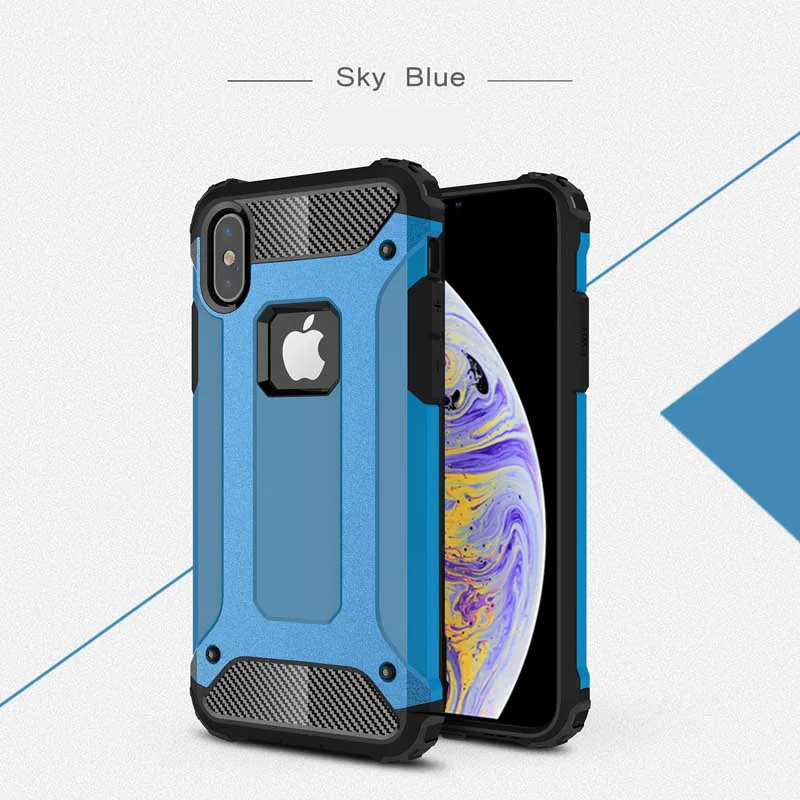 Sky Blue Гибридный жесткий чехол XSDTS для iPhone X, XR, XS, Max, 7, 8, 6 Plus, 6 S, 5, 5S, SE, противоударный чехол, чехол для телефона, чехол - Цвет: Sky Blue