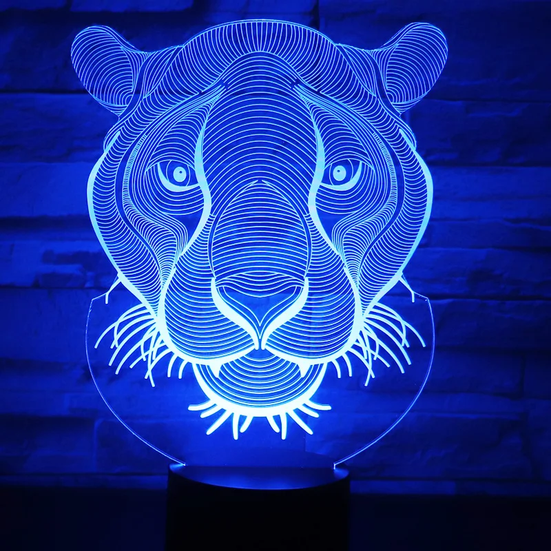 3D светодиодный ночник s Lion с 7 цветами светильник для украшения дома потрясающая