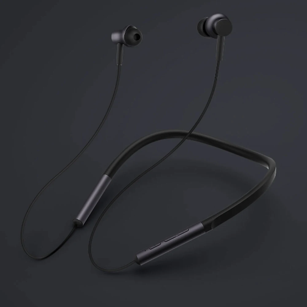 Черный Xiaomi Bluetooth ошейник наушники гарнитура Спорт беспроводной Bluetooth головной телефон в уши Магнитный микрофон играть двойной динамический головной телефон - Цвет: Черный