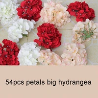 54pcs petals simulation hydrangea fake flower head diy home decor wedding decorative silk flower head wall flower hydrangea