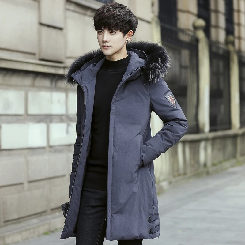 Batmo 2018 новая зимняя сохраняющая тепло белый утиный пух черный с капюшоном Длинная