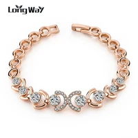 longway crystal wedding bracelets bridal bracelet rose gold color chain crystal bracelets for women jewelry sbr160112
