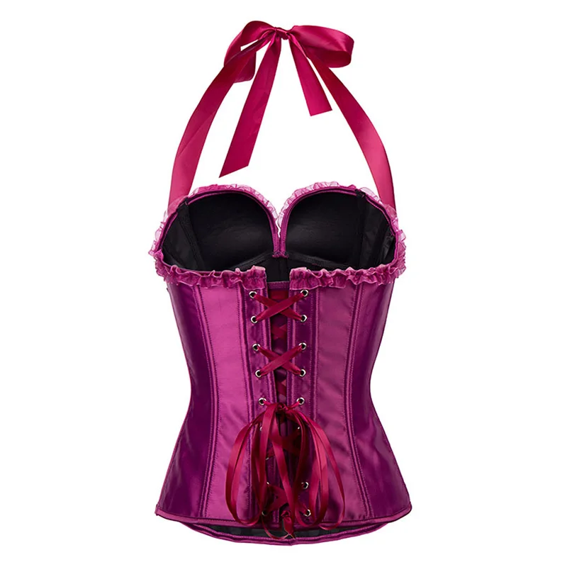 Plus Size 5 Colors Halter Tight Bow Front Corset Sexy Steampunk Bustiers And Gothic Waist Trainer Women Corselet S-2XL | Женская одежда