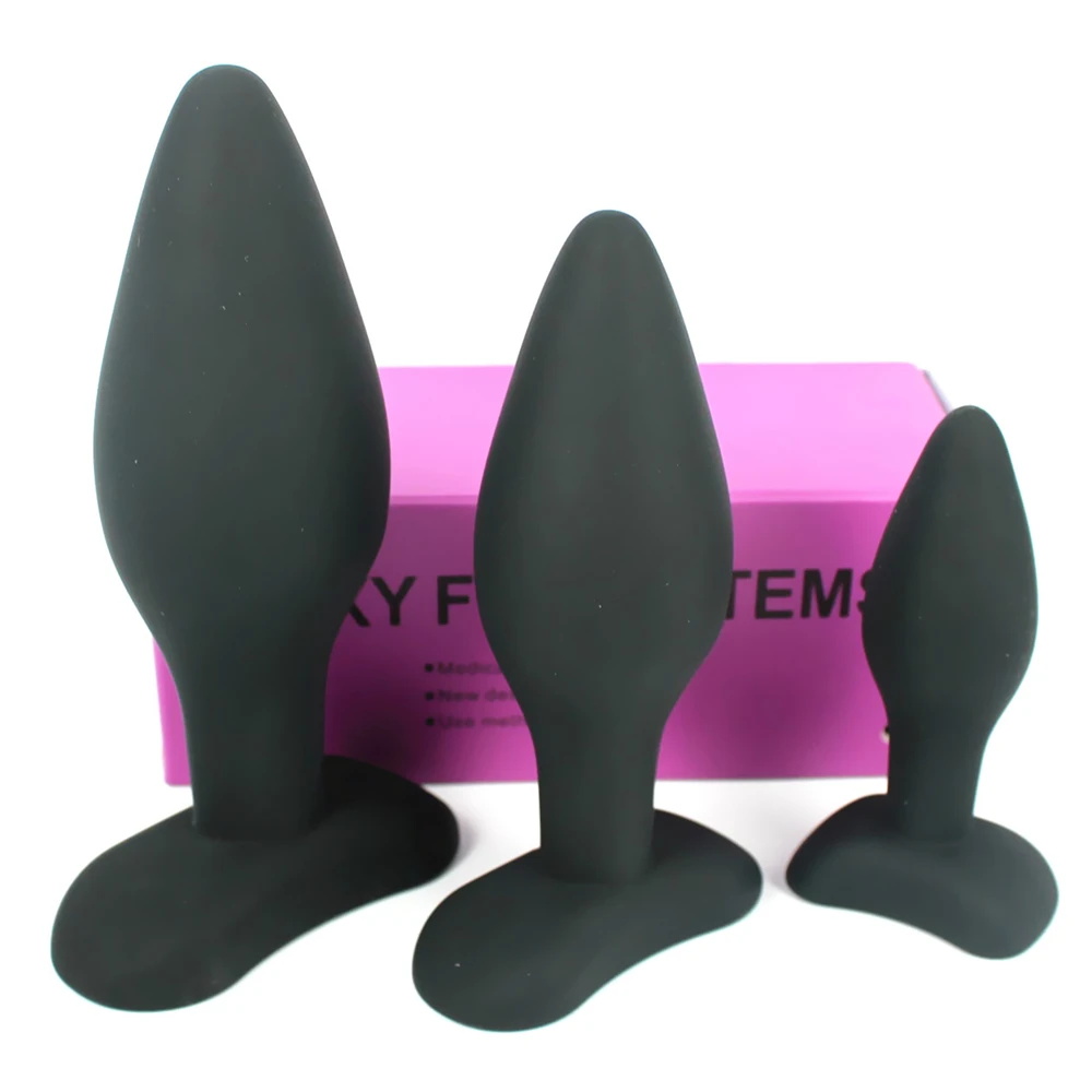 Черная Водонепроницаемая силиконовая Анальная пробка большого и среднего
