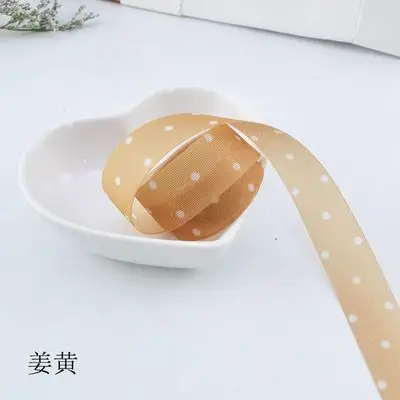Цвет: желтый Kewgarden 5/" 15 мм точки шифон ленты DIY серьги аксессуары для волос атласная лента вручную изготовленная лента тканевая лента для упаковки 8 метров - Цвет: Цвет: желтый