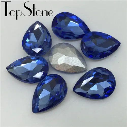 TopStone все размеры Цвета стеклянный кристалл в форме слезы роскошным камнем, остроконечные 7x10mm~ 20x30 мм в форме капель бусины для изготовления ювелирных изделий - Цвет: sapphire