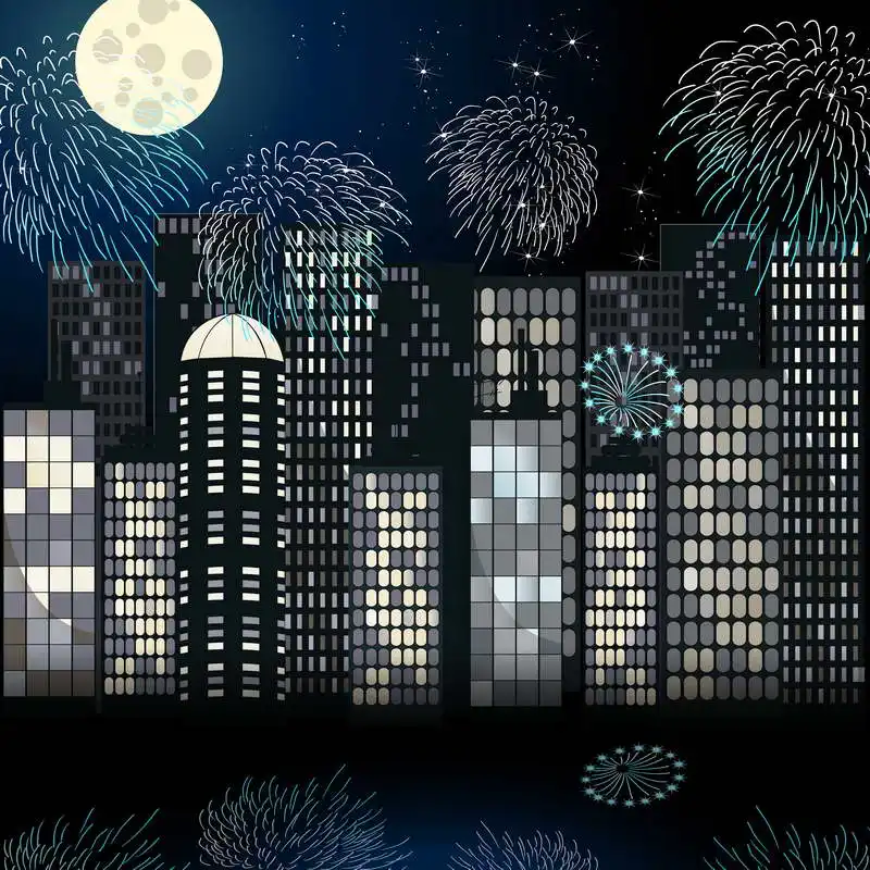 Виниловый фон для фотостудии 10x10FT с изображением темной ночи Луны фейерверков