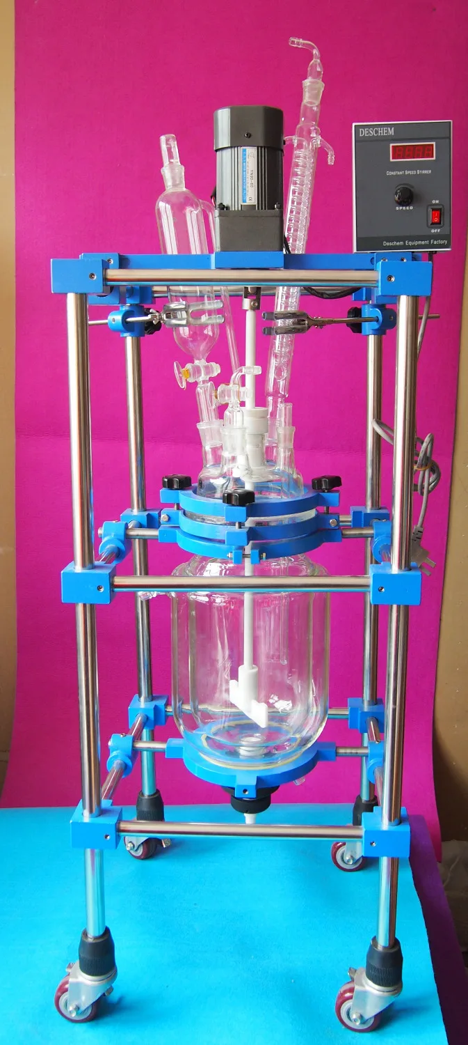 Реакционный чайник со стеклянной оболочкой 5000 мл цилиндрический резервуар для