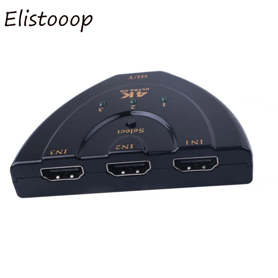 Мини-коммутатор elistoooop 4 K, 3 порта, HDMI коммутатор, HDMI сплиттер, 3D, три HD видео-переключателя, 1.4b, 4 K, HDMI сплиттер, HDMI