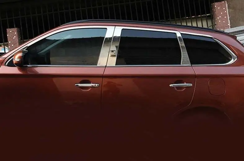 Для Mitsubishi Outlander нержавеющая хромированная оконная колонна столбы крышка отделка молдинг гарнир защита