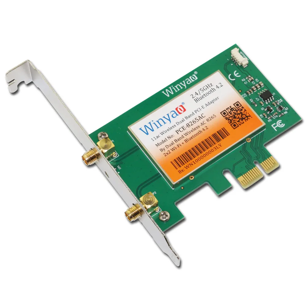 Winyao PCE-8265AC Настольный двухдиапазонный 867 Мбит/с 802.11ac 8265NGW беспроводной PCI-E Wifi Bluetooth