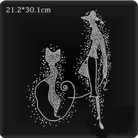 2pclot beauty and dog strass iron patches hot fix rhinestone motif designs iron on crystal transfers design sticker for shirt