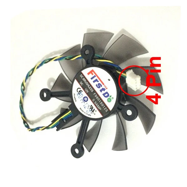 Кулер видеокарты FD8015U12S охлаждение 75 мм 12 В 0 5 А 4 провода контакта VGA для ASUS HD7850 HD7870