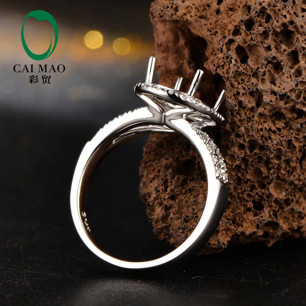 8x10 мм овальной формы 14 к белое золото и 0.21ct алмазное обручальное кольцо с полукреплением