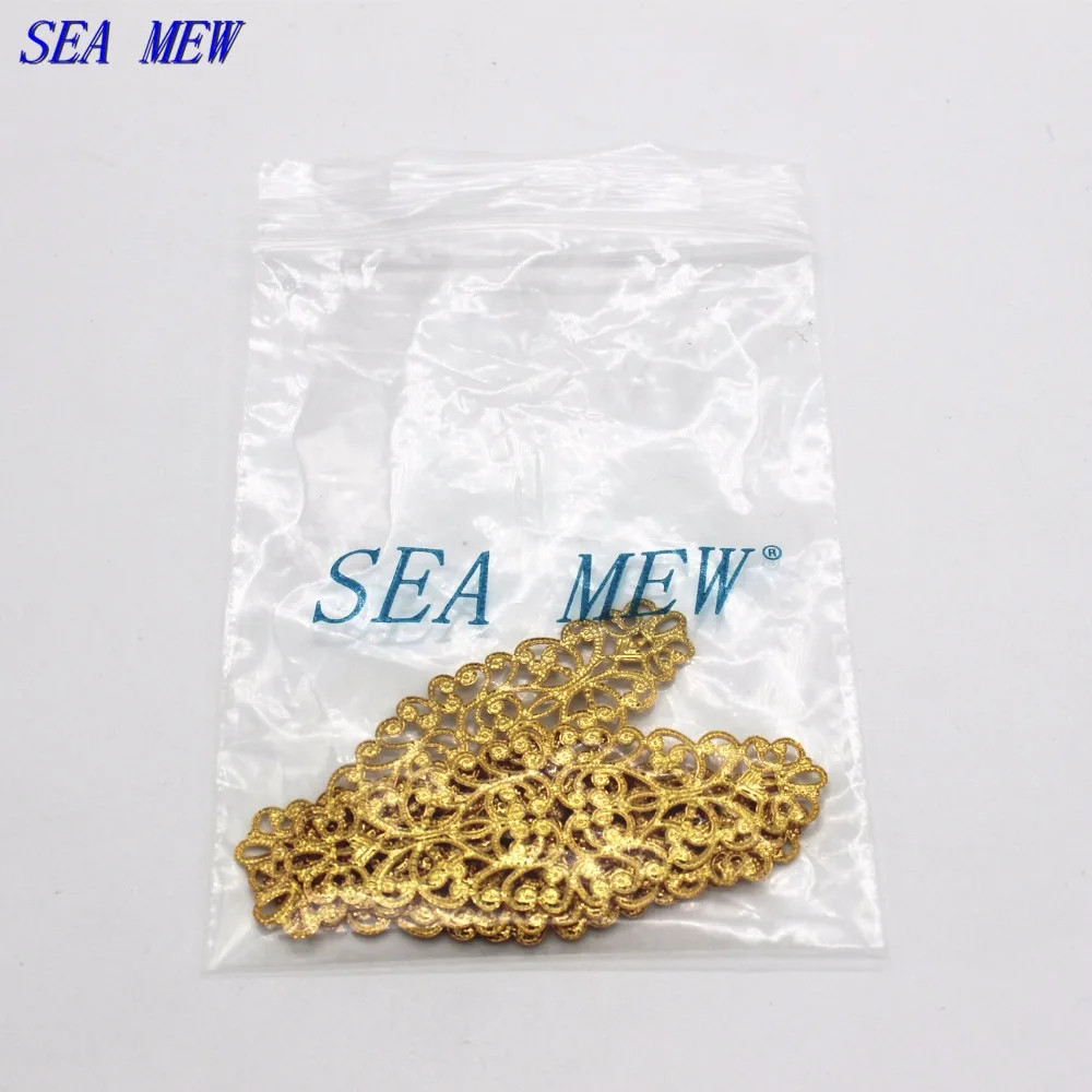 SEA MEW 50 шт. металлический медный лист 24 мм* 64 мм 6 цветов Полые филигранные цветочный Шарм Разъемы DIY ювелирных изделий