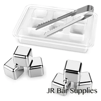 free shipping stainless steel whiskey stones cube glacier with plastic storage box tongs chilling whiskey ice cubes pack of 6