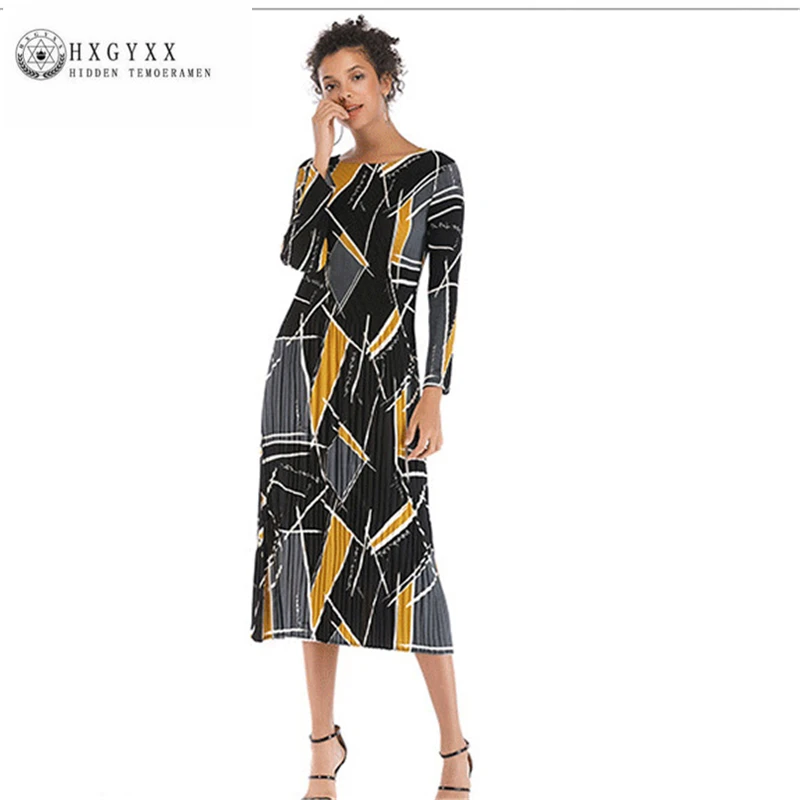 Женское шифоновое платье в стиле ретро свободное плиссированное с длинным