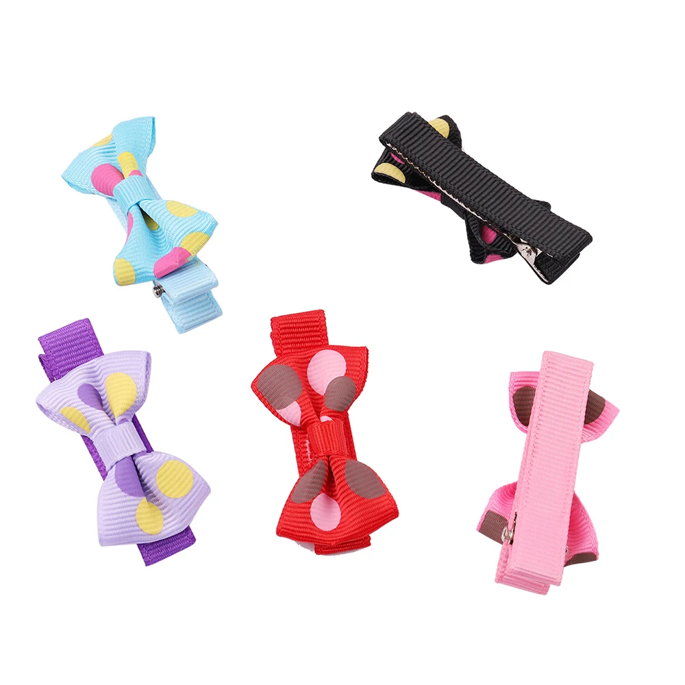 Mini Dogs Bow Hairgrips Hair Clips Girls Coloful Big Spot Whole Wrapped Safety Kids Hairpins Accessories | Дом и сад