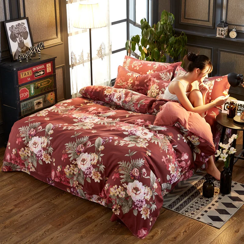 Цветочный узор AB сбоку пододеяльник Постельное белье Одеяло для взрослых одеяло