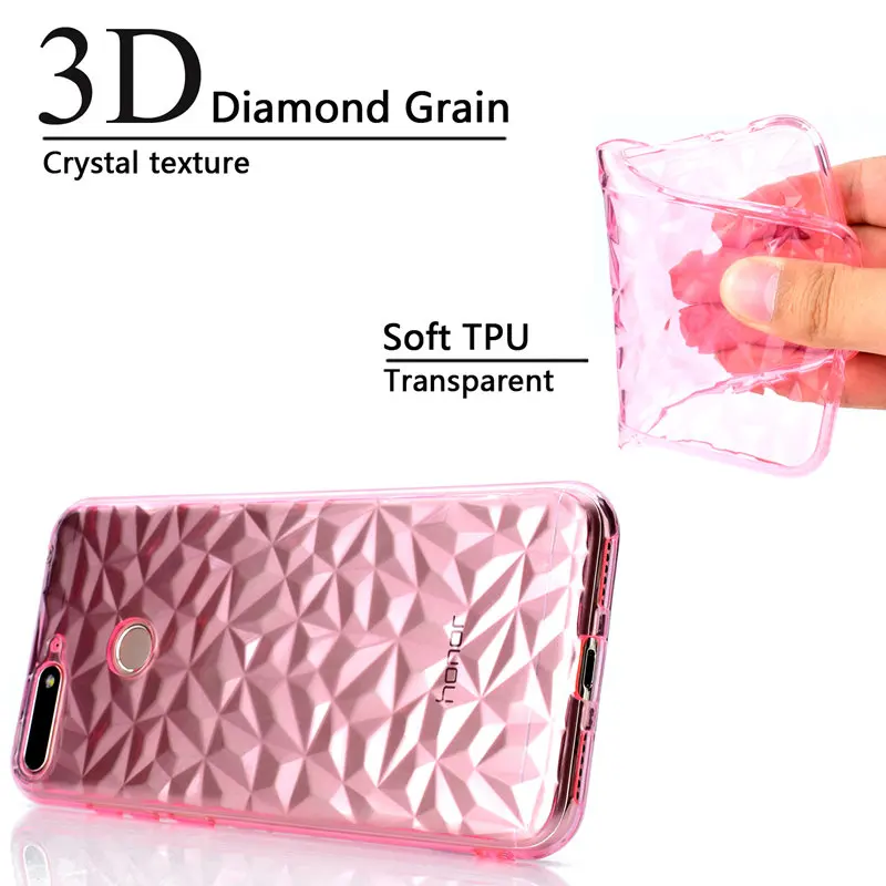 J&ampR Luxury Ultra Thin Soft TPU Case For Huawei Honor 7C 7A 3D Diamond Pattern Cover P Smart Enjoy 7S Shell |