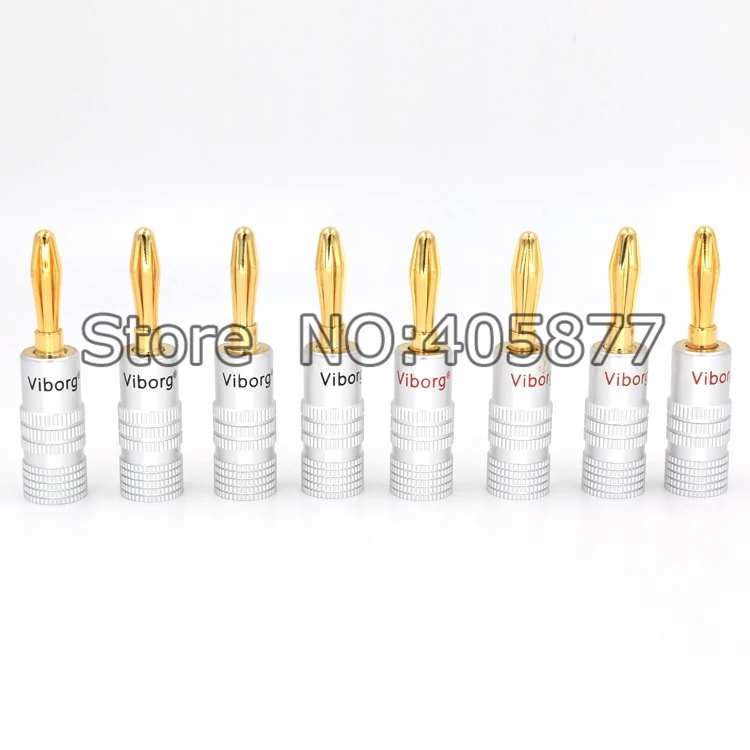 8 шт./лот 4 мм Виборг Банановый штекер 24K золотой Чистая медь адаптер аудиоразъем