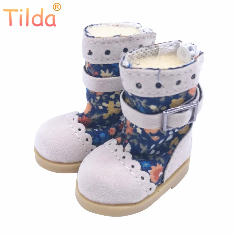 Tilda 5 см; коллекция 1/6 года; кукольные сапоги; обувь для куклы BJD; мини-сапоги для зимних сапог; обувь из искусственной кожи ручной работы; Аксессуары для кукол - Цвет: yellow floral