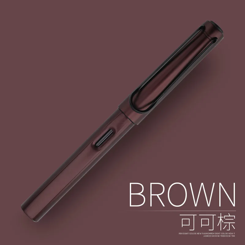 brown Полностью металлическая авторучка, чернила для письма, креативная Высококачественная одноцветная роскошная ручка для каллиграфии, Подарочные канцелярские принадлежности - Цвет: brown